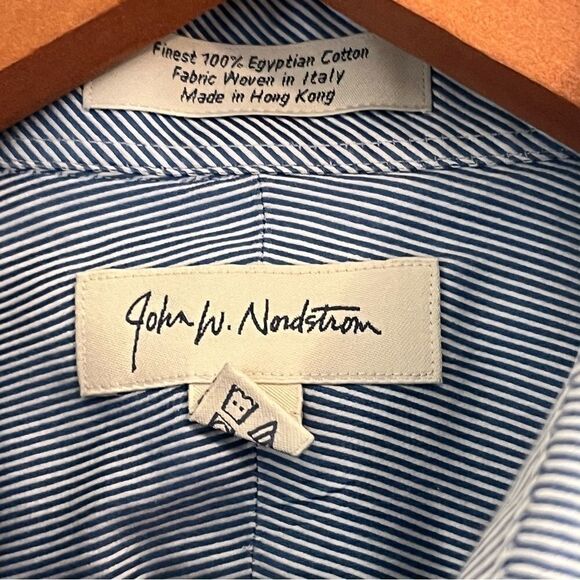 Men's John W Nordstrom Blue & White Button Down Shirt - Picture 5 of 10